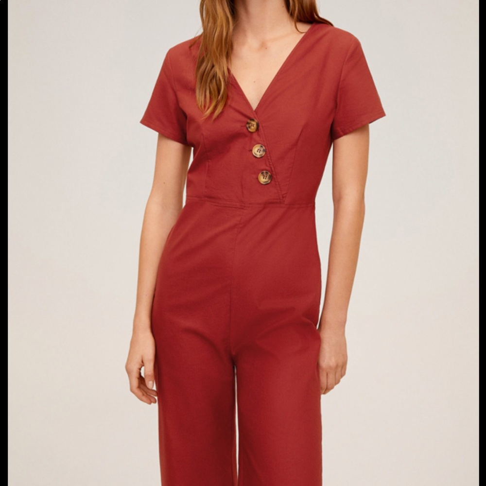 Mango maroon/rust cotton jumpsuit .